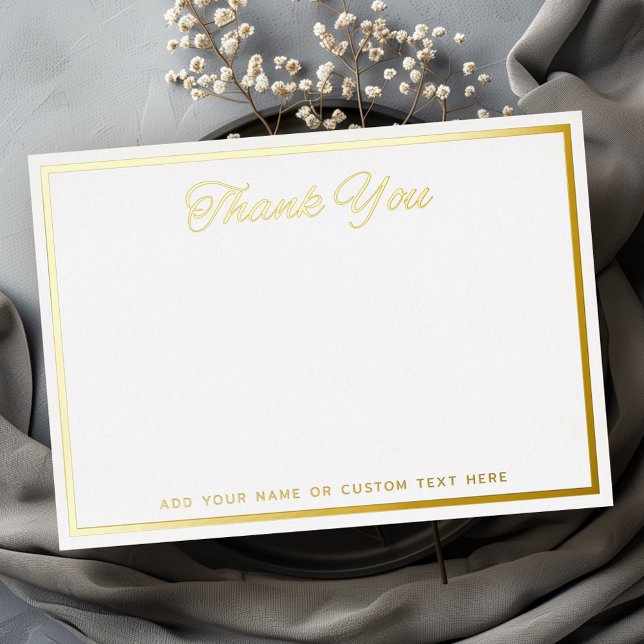 Eleganter Dank an Sie grenzen silberne Goldfolie n Folieneinladung (Elegant thank you border silver gold foil notecard)