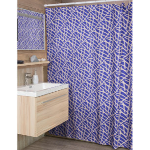 Eleganter Deep Blue Beige Abstrakter Duschvorhang