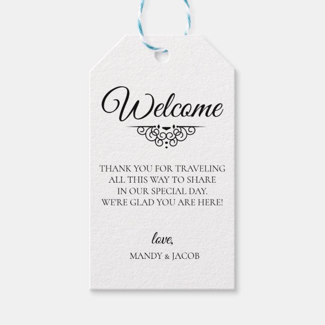 Eleganter Deko Blüh Wedding Welcome Bag Geschenkanhänger (Vorderseite)