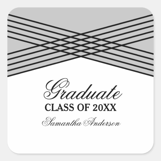 Eleganter Deko Gray Abschluss Stickers (Vorderseite)