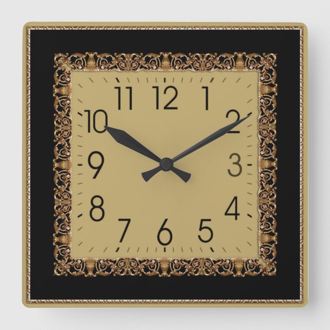 Eleganter Deko Quadratische Wanduhr (Vorderseite)