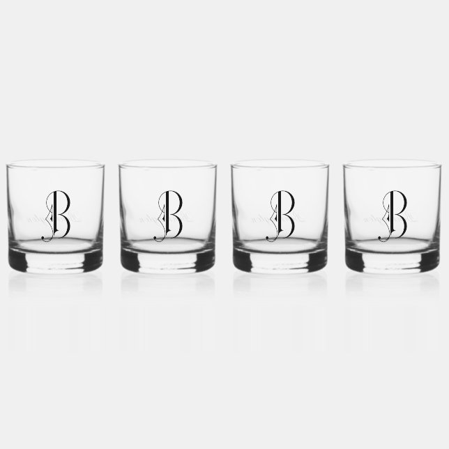 Eleganter dekorativer monogrammatischer Buchstabe  Whiskyglas (Vorderseite)