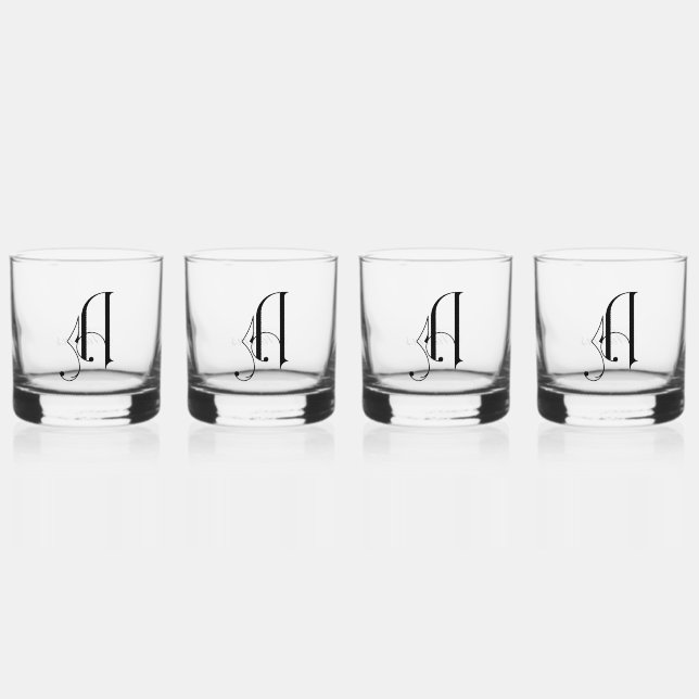 Eleganter dekorativer monogrammatischer Buchstabe  Whiskyglas (Vorderseite)