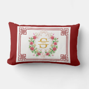 Eleganter dekorativer Rahmen mit floralem Monogram Lendenkissen