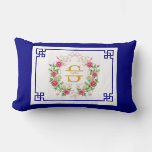 Eleganter dekorativer Rahmen mit floralem Monogram Lendenkissen