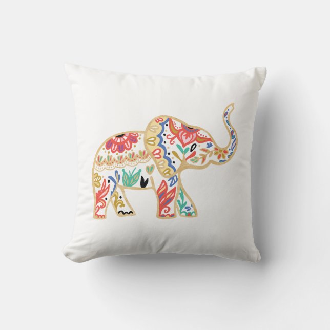 Eleganter dekorativer verzierter Elefant-mit Kissen (Vorderseite)