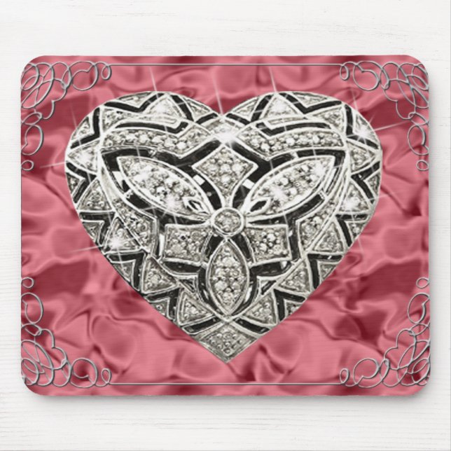 Eleganter Designer Heart Red Mouse Pad Mousepad (Vorne)