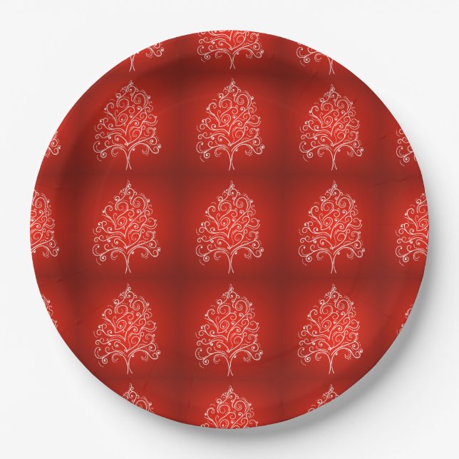 Eleganter Designer Weihnachtsbaum Weihnachten Weih Pappteller (Vorderseite)