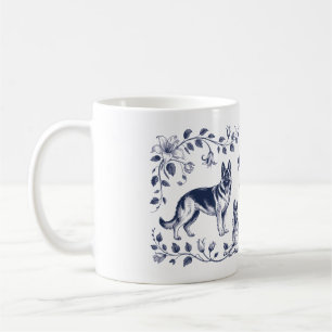Eleganter deutscher Schäferhund-Kunstbecher – Flor Kaffeetasse