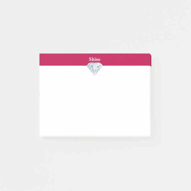 Eleganter Diamant auf Bordeaux und Weiß Post-it Klebezettel (Vorderseite)
