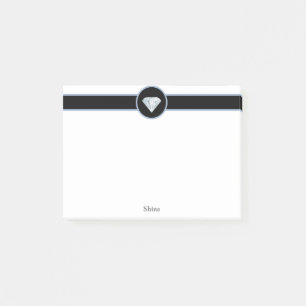 Eleganter Diamant auf Schwarz und Weiß Post-it Klebezettel