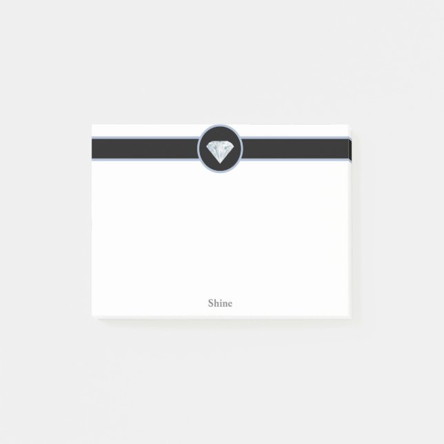 Eleganter Diamant auf schwarz-weiß Post-it Klebezettel (Vorderseite)