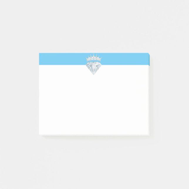 Eleganter Diamant & Tiara auf türkisblau & weiß Post-it Klebezettel (Vorderseite)
