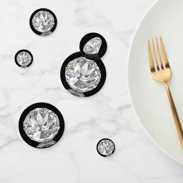 Eleganter Diamond Gemstone auf dem Schwarzen Party Konfetti (Gruppe)