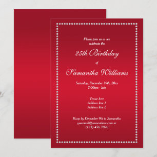 Eleganter Diamond Gerahmt Red Geburtstag Einladung