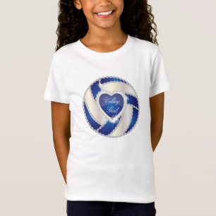 Eleganter Diamond Heart Dark Blue Volleyball T-Shirt