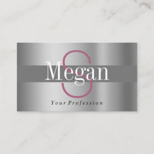 Eleganter DIY Monogram Name, Silver Maroon Gray Visitenkarte