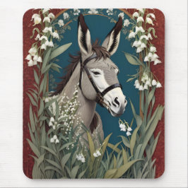 Eleganter Donkey und Lily The Valley Blume Mousepad