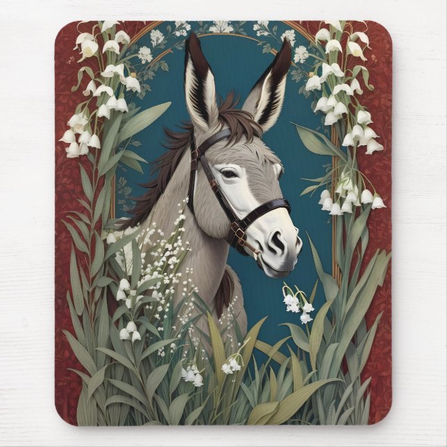 Eleganter Donkey und Lily The Valley Blume Mousepad (Vorne)