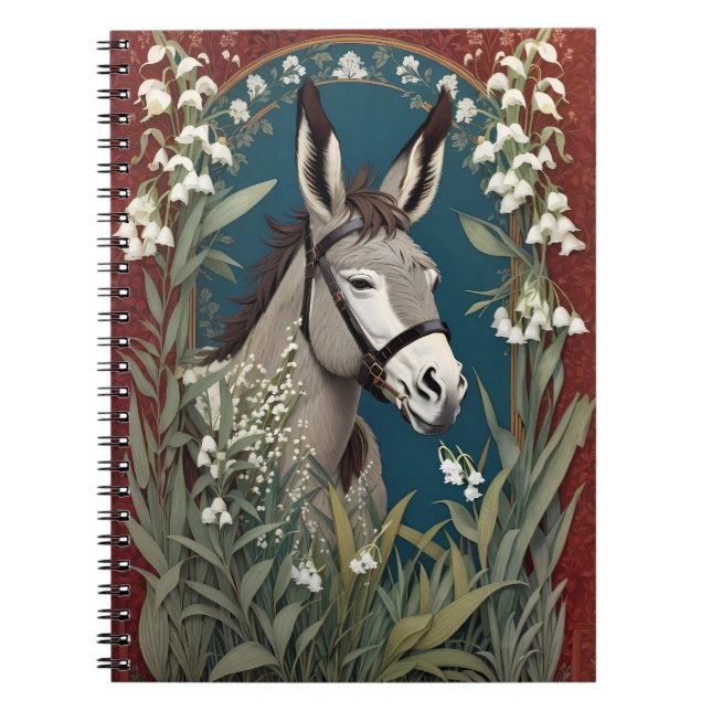 Eleganter Donkey und Lily The Valley Blume Notizblock (Vorderseite)