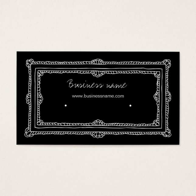 Eleganter Doodle Frame Black Earring Holder (Vorderseite)