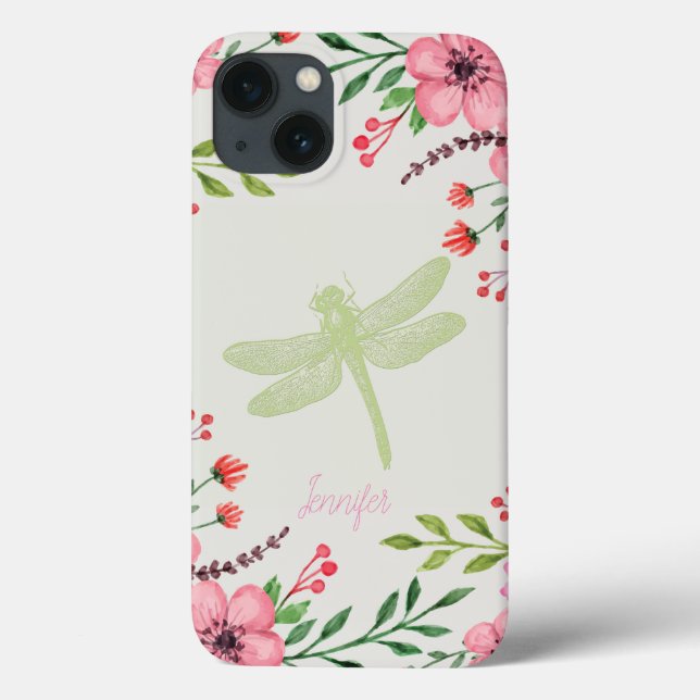 Eleganter Dragonfly Rosa Grün Case-Mate iPhone Hülle (Rückseite)