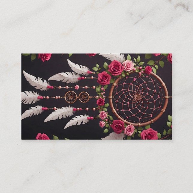 Eleganter Dream Catcher Feathers Yoga Instructor Visitenkarte (Vorderseite)