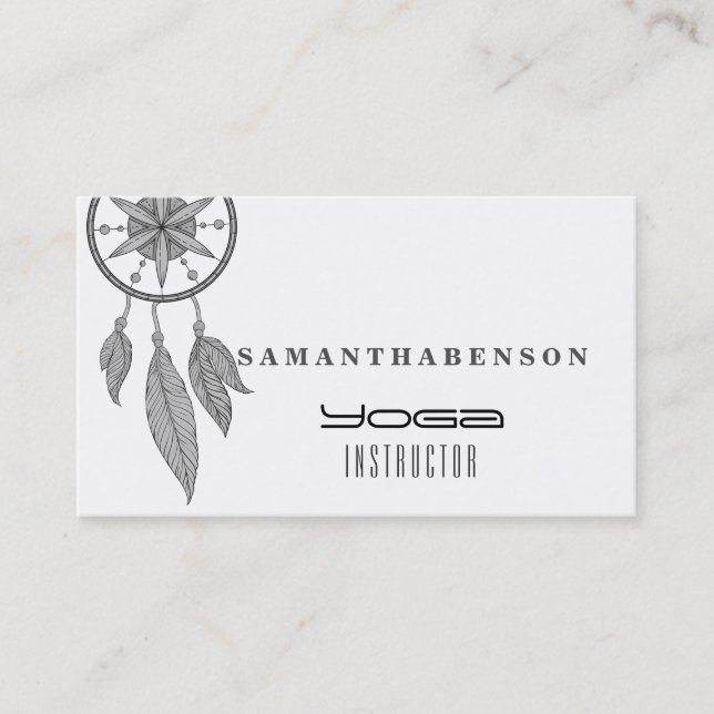 Eleganter Dream Catcher Feathers Yoga Instructor Visitenkarte (Vorderseite)