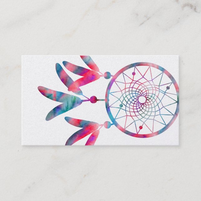 Eleganter Dream Catcher Feathers Yoga Instructor Visitenkarte (Vorderseite)