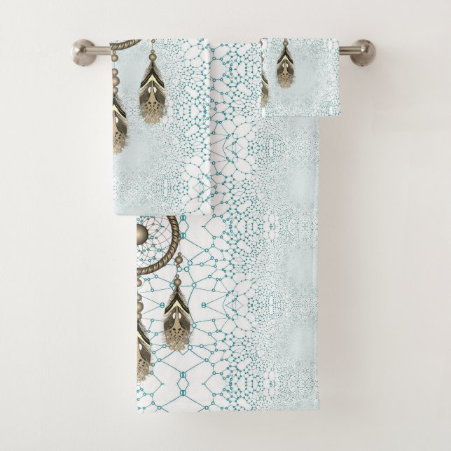 Eleganter Dreamcatcher Abstrakt Badhandtuch Set (Insitu)