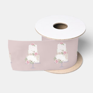 Eleganter Drei-Stufen-Hochzeitstorte Satinband