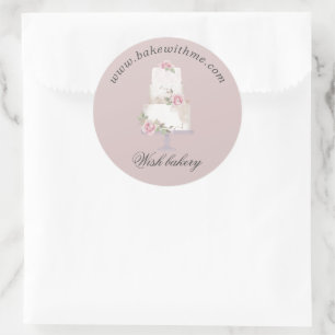 Eleganter Drei-Tier-Kuchen-Bäckerei-Aufkleber Runder Aufkleber