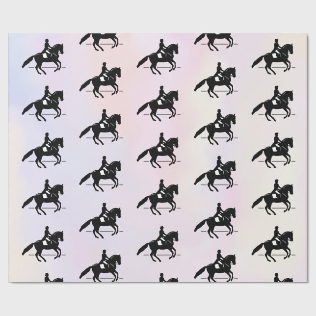 Eleganter Dressurreiter auf einem Aquarellplatz Geschenkpapier (Flach)