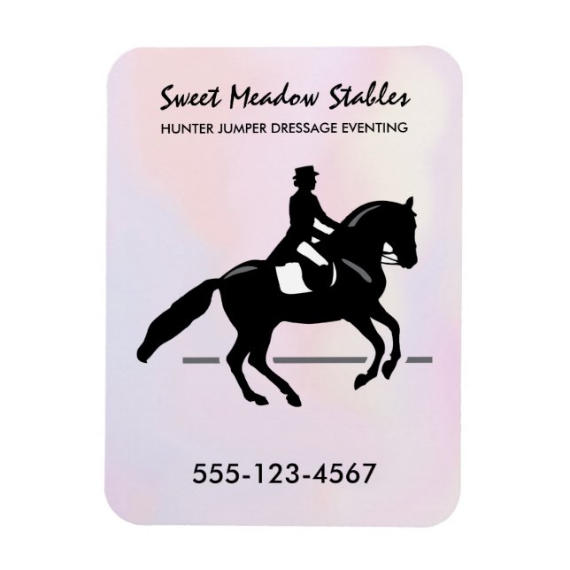 Eleganter Dressurreiter auf einem Aquarellplatz Magnet (Vertikal)