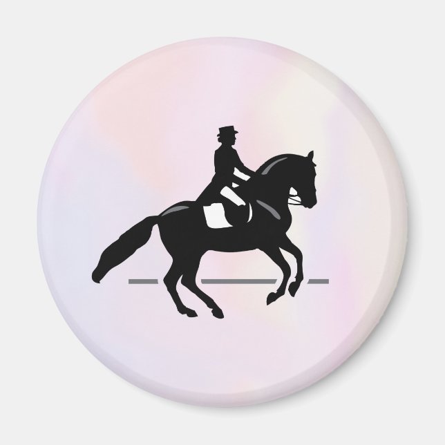 Eleganter Dressurreiter auf einem Aquarellplatz Magnet (Vorne)