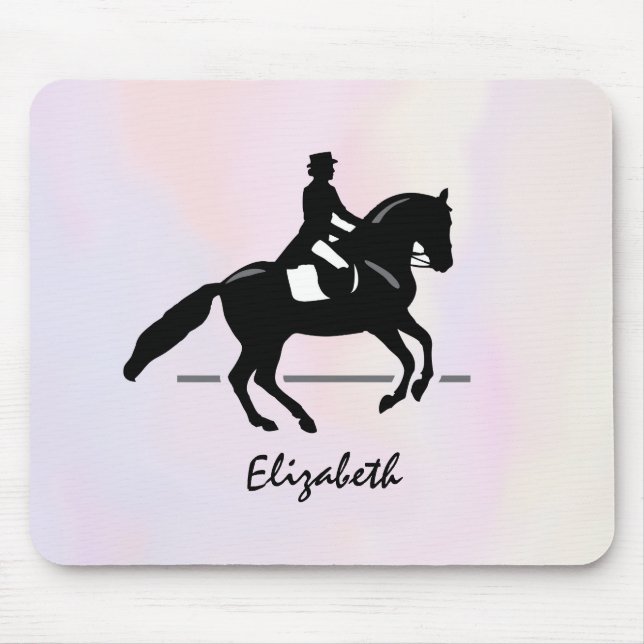 Eleganter Dressurreiter auf einem Aquarellplatz Mousepad (Vorne)