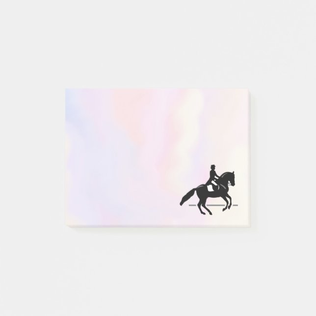 Eleganter Dressurreiter auf einem Aquarellplatz Post-it Klebezettel (Vorderseite)