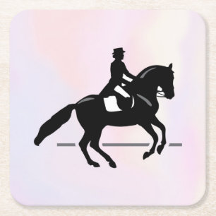 Eleganter Dressurreiter auf einem Aquarellplatz Rechteckiger Pappuntersetzer