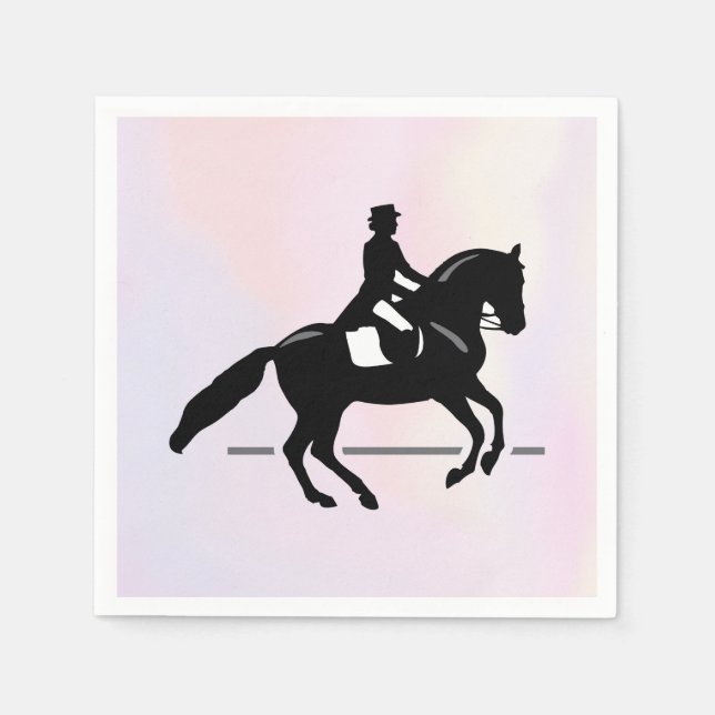 Eleganter Dressurreiter auf einem Aquarellplatz Serviette (Vorderseite)