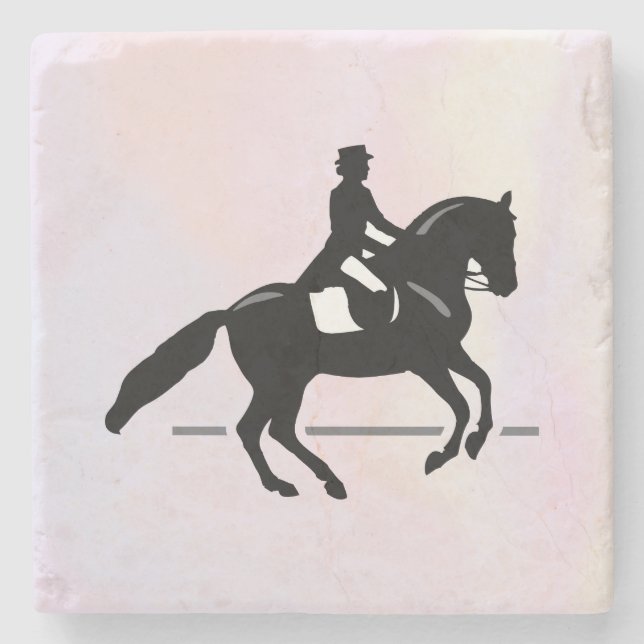 Eleganter Dressurreiter auf einem Aquarellplatz Steinuntersetzer (Vorderseite)