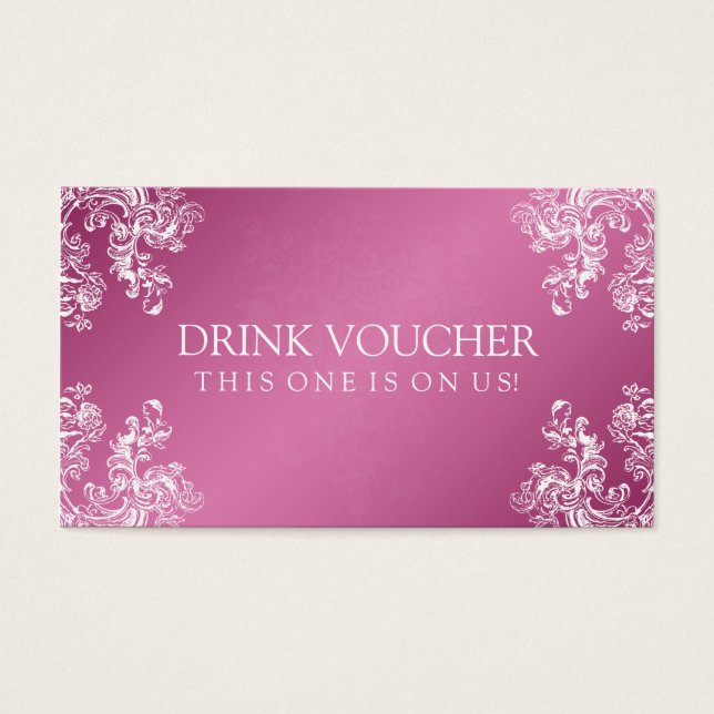 Eleganter Drink Gutschein Vintage Wirbel 2 Rosa (Vorderseite)
