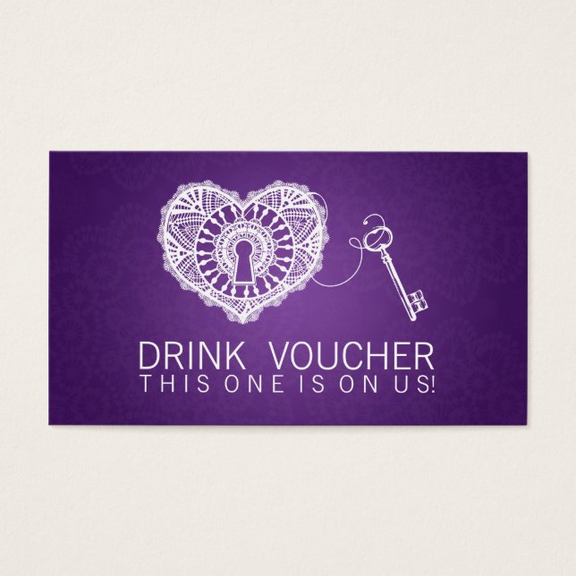 Eleganter Drink Voucher Schlüssel zu meinem Herzen (Vorderseite)