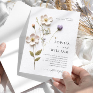 Eleganter Druck gedrückter Pastell-Stil Blumen Hoc Einladung