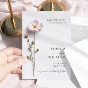Eleganter Druck Gepresste Pastell Boho Blumen Hoch Save The Date