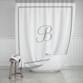 Eleganter dunkelgrauer Border Script Monogram Lett Duschvorhang
