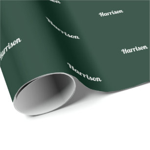 Eleganter dunkelkieferngrüner individuelle Name G Geschenkpapier