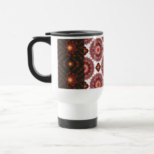 Eleganter dunkelroter Mandala-Geometrie-Reisebeche Reisebecher