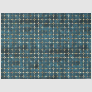 Eleganter Dunkler Aquamariner Velvet Gold Kariert Seidenpapier