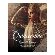 Eleganter dunkler Foto-Quinceañera-Willkommenspost