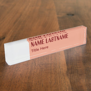 Eleganter Dunkler Lachs & Marone benutzerdefiniert Namensplakette